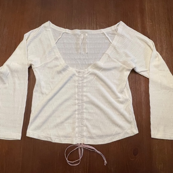 Anthropologie Pilcro Ruched Tie Front Tank Cream Small - Picture 4 of 7